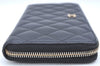 Authentic CHANEL Matelasse Caviar Skin CC Logo Long Wallet Purse Black Box J6974