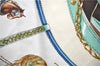 Authentic HERMES Carre 90 Scarf "CHEVAUX DE TRAIT" Silk Beige Blue J6977