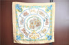 Authentic HERMES Carre 90 Scarf "CHEVAUX DE TRAIT" Silk Beige Blue J6977