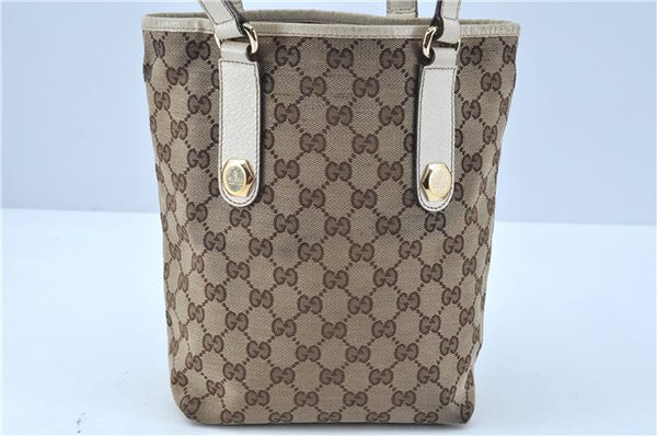 Authentic GUCCI Shoulder Tote Bag Purse GG Canvas Leather 153361 Brown J6980