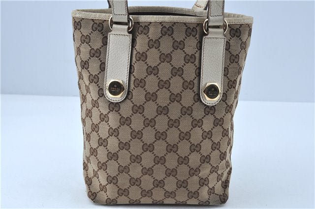 Authentic GUCCI Shoulder Tote Bag Purse GG Canvas Leather 153361 Brown J6980