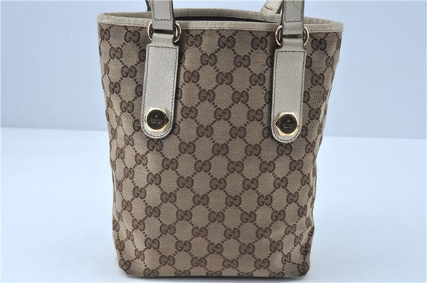 Authentic GUCCI Shoulder Tote Bag Purse GG Canvas Leather 153361 Brown J6980