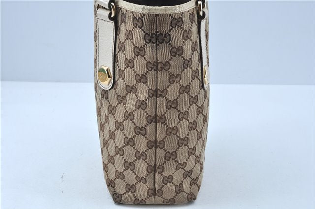 Authentic GUCCI Shoulder Tote Bag Purse GG Canvas Leather 153361 Brown J6980