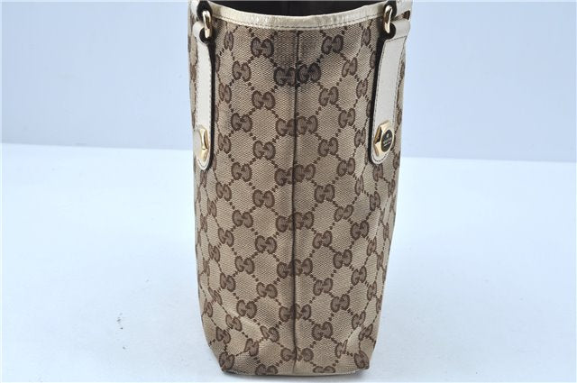 Authentic GUCCI Shoulder Tote Bag Purse GG Canvas Leather 153361 Brown J6980