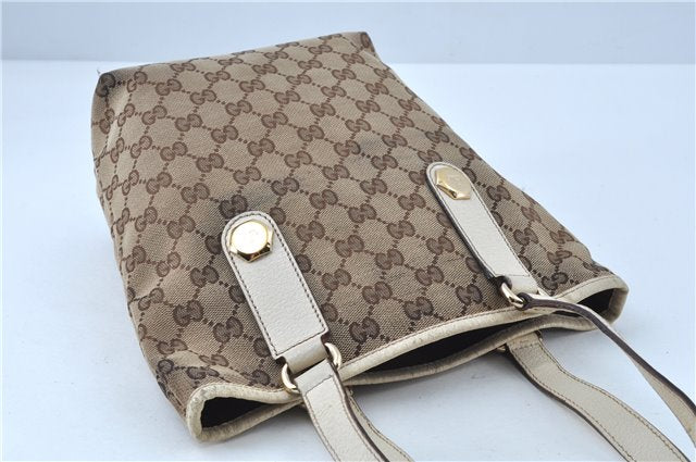 Authentic GUCCI Shoulder Tote Bag Purse GG Canvas Leather 153361 Brown J6980
