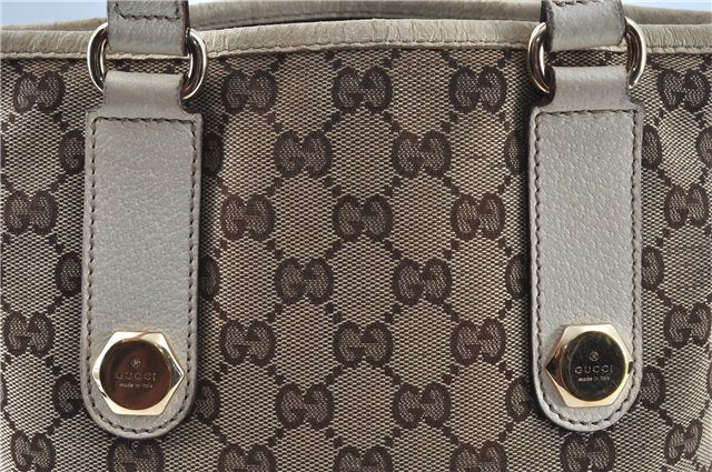 Authentic GUCCI Shoulder Tote Bag Purse GG Canvas Leather 153361 Brown J6980
