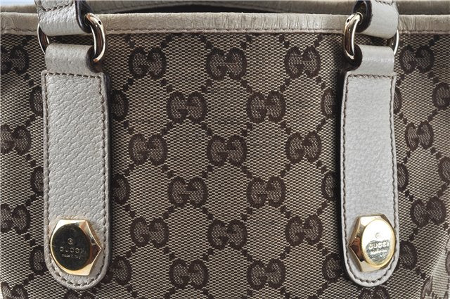 Authentic GUCCI Shoulder Tote Bag Purse GG Canvas Leather 153361 Brown J6980