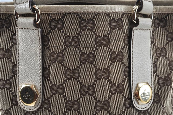 Authentic GUCCI Shoulder Tote Bag Purse GG Canvas Leather 153361 Brown J6980