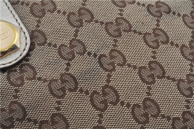 Authentic GUCCI Shoulder Tote Bag Purse GG Canvas Leather 153361 Brown J6980