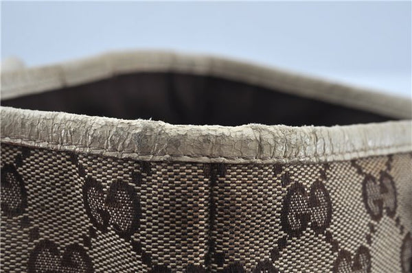 Authentic GUCCI Shoulder Tote Bag Purse GG Canvas Leather 153361 Brown J6980