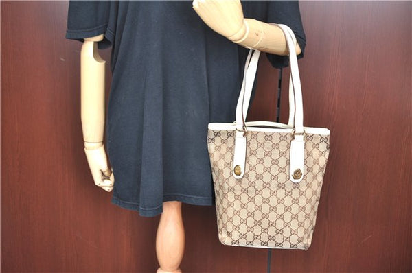Authentic GUCCI Shoulder Tote Bag Purse GG Canvas Leather 153361 Brown J6980