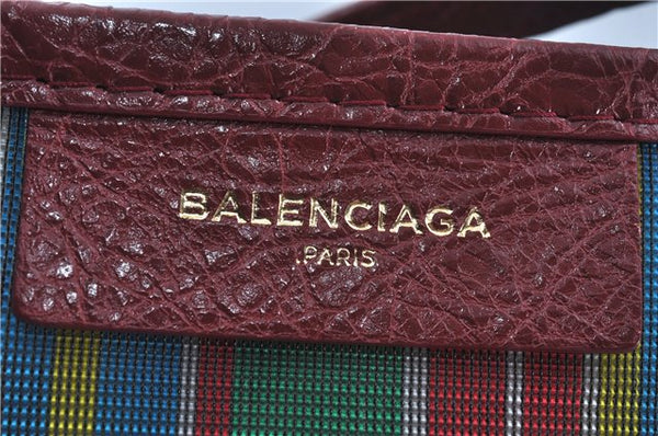 Auth BALENCIAGA Bazar Shopper M Tote Bag Mesh Leather 443097 Multicolor J6981