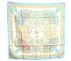 Authentic HERMES Carre 90 Scarf "Ciels Byzantins" Silk Light Blue Yellow J6993