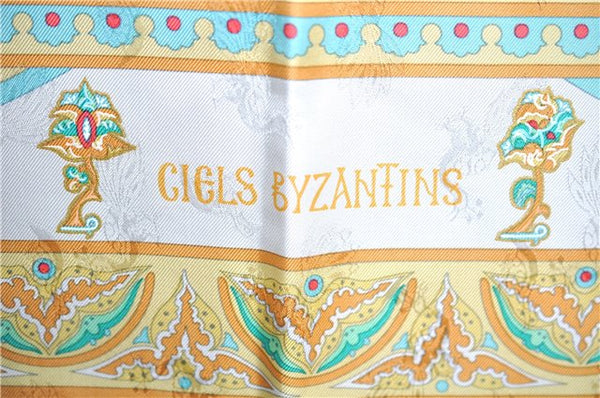 Authentic HERMES Carre 90 Scarf "Ciels Byzantins" Silk Light Blue Yellow J6993