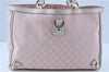 Authentic GUCCI Abbey Shoulder Tote Bag GG Canvas Leather 141472 Pink J6995