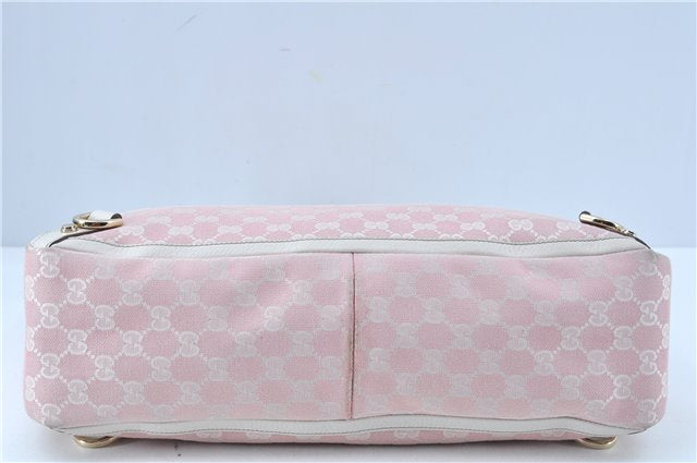 Authentic GUCCI Abbey Shoulder Tote Bag GG Canvas Leather 141472 Pink J6995