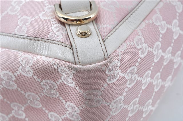 Authentic GUCCI Abbey Shoulder Tote Bag GG Canvas Leather 141472 Pink J6995
