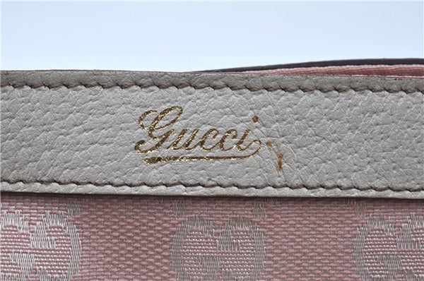 Authentic GUCCI Abbey Shoulder Tote Bag GG Canvas Leather 141472 Pink J6995