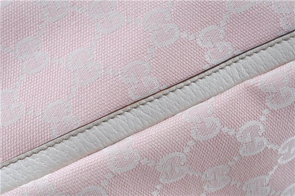 Authentic GUCCI Abbey Shoulder Tote Bag GG Canvas Leather 141472 Pink J6995