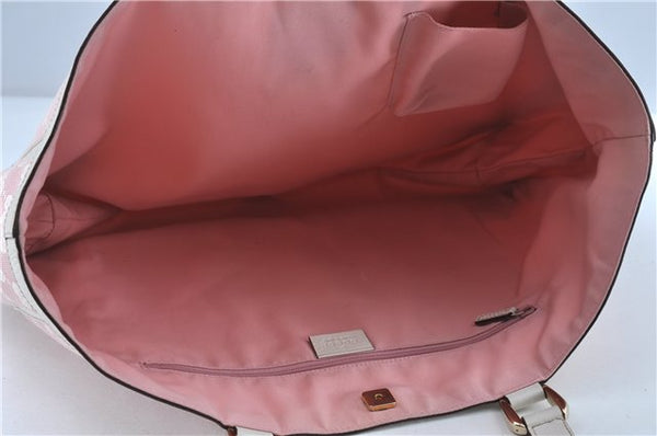 Authentic GUCCI Abbey Shoulder Tote Bag GG Canvas Leather 141472 Pink J6995