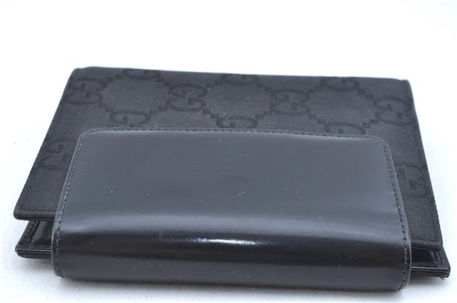 Authentic GUCCI Notebook Cover GG Nylon Leather Black J7003
