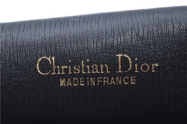 Authentic Christian Dior Trotter Chain Shoulder Cross Bag Canvas Black CD J7004