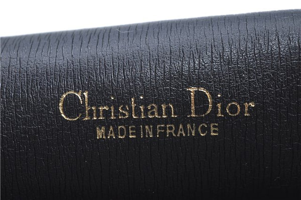 Authentic Christian Dior Trotter Chain Shoulder Cross Bag Canvas Black CD J7004