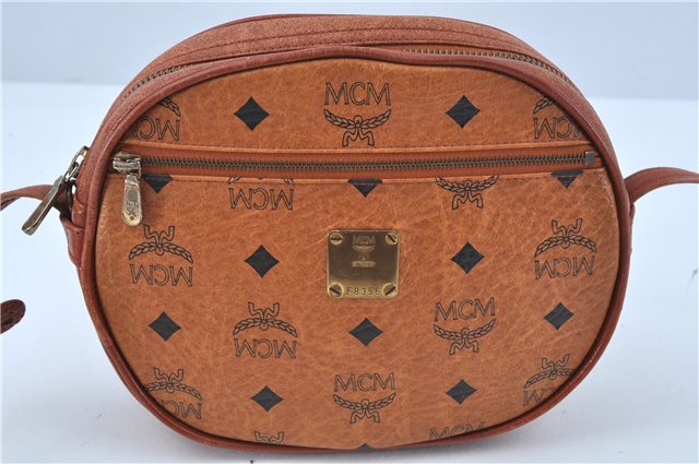 Authentic MCM Visetos Leather Vintage Shoulder Cross Body Bag Purse Brown J7006