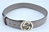 Authentic GUCCI Belt _Interlocking G Leather 546386 AP00G Gray J7008