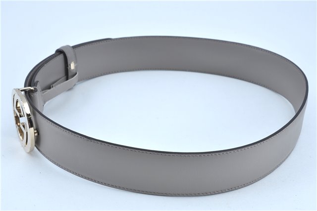 Authentic GUCCI Belt _Interlocking G Leather 546386 AP00G Gray J7008