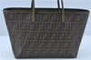 Authentic FENDI Zucca Shoulder Tote Bag PVC Leather Brown Black J7009