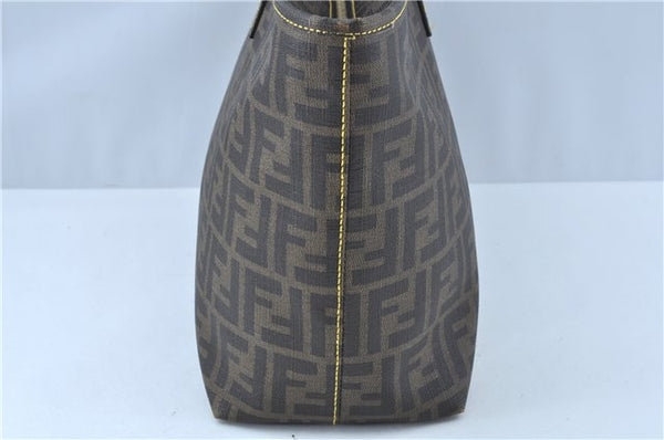Authentic FENDI Zucca Shoulder Tote Bag PVC Leather Brown Black J7009