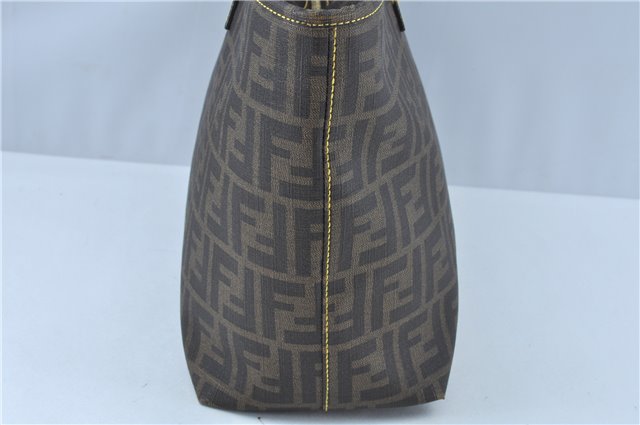 Authentic FENDI Zucca Shoulder Tote Bag PVC Leather Brown Black J7009