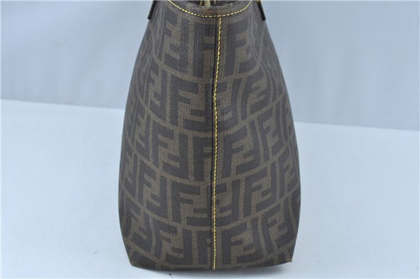 Authentic FENDI Zucca Shoulder Tote Bag PVC Leather Brown Black J7009