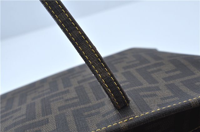 Authentic FENDI Zucca Shoulder Tote Bag PVC Leather Brown Black J7009