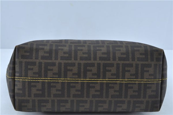 Authentic FENDI Zucca Shoulder Tote Bag PVC Leather Brown Black J7009
