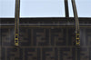 Authentic FENDI Zucca Shoulder Tote Bag PVC Leather Brown Black J7009