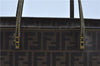 Authentic FENDI Zucca Shoulder Tote Bag PVC Leather Brown Black J7009
