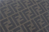 Authentic FENDI Zucca Shoulder Tote Bag PVC Leather Brown Black J7009