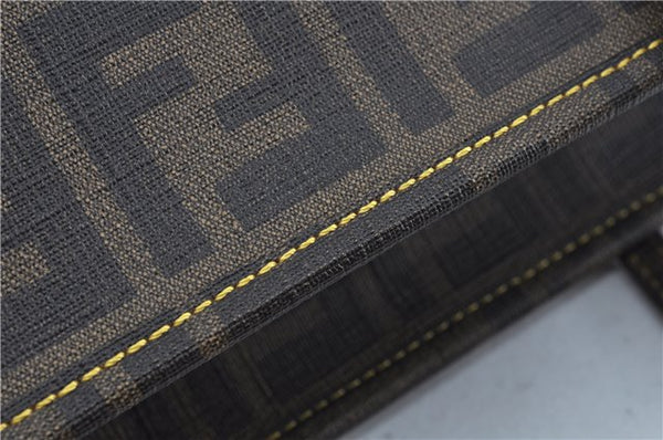 Authentic FENDI Zucca Shoulder Tote Bag PVC Leather Brown Black J7009