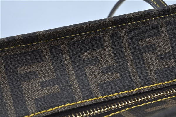 Authentic FENDI Zucca Shoulder Tote Bag PVC Leather Brown Black J7009