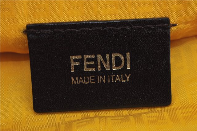 Authentic FENDI Zucca Shoulder Tote Bag PVC Leather Brown Black J7009