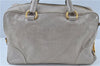 Authentic PRADA Leather Nappa 2Way Shoulder Hand Bag Light Gray J7014