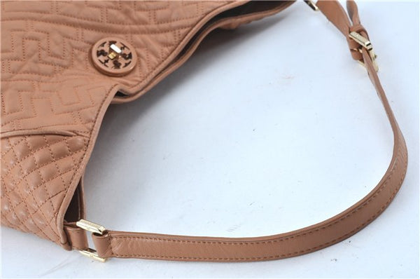 Authentic TORY BURCH Leather Shoulder Bag Bbeige J7015