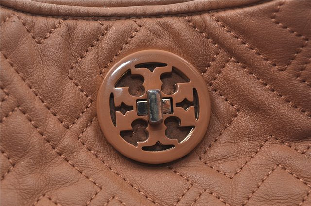 Authentic TORY BURCH Leather Shoulder Bag Bbeige J7015