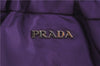 Authentic PRADA Nylon Tessuto Leather Tote Drawstring Bag Purple Brown J7022