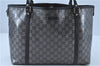 Authentic GUCCI GG Crystal Shoulder Tote Bag PVC Leather 197953 Black J7024