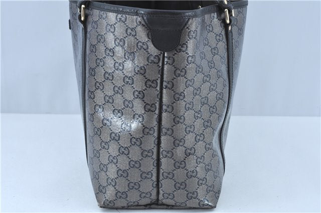 Authentic GUCCI GG Crystal Shoulder Tote Bag PVC Leather 197953 Black J7024