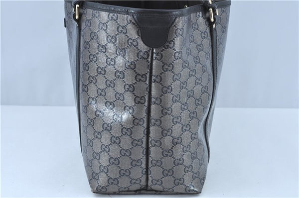 Authentic GUCCI GG Crystal Shoulder Tote Bag PVC Leather 197953 Black J7024