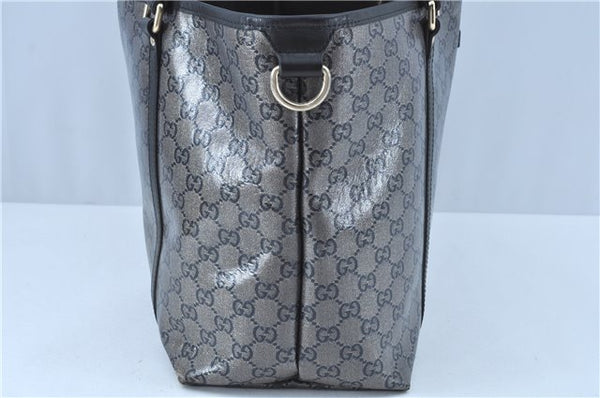 Authentic GUCCI GG Crystal Shoulder Tote Bag PVC Leather 197953 Black J7024